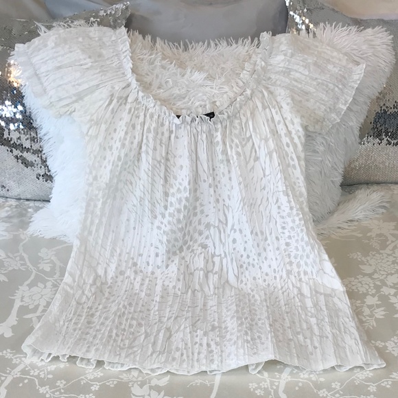 George Women’s Vintage White Sheer Short Sleeve Scoop Neck Blouse - Picture 1 of 12